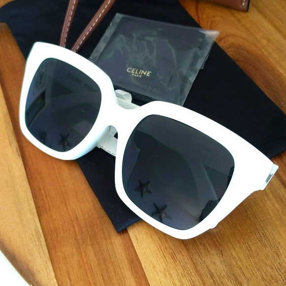 CELINE π₯ NWT π₯ 54MM White Rectangular Sunglasses. NEVER USED! Perfect! - Picture 6 of 16